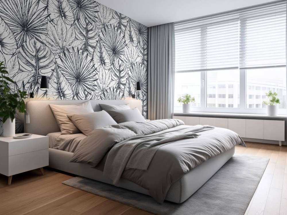 Białe rysowane liście