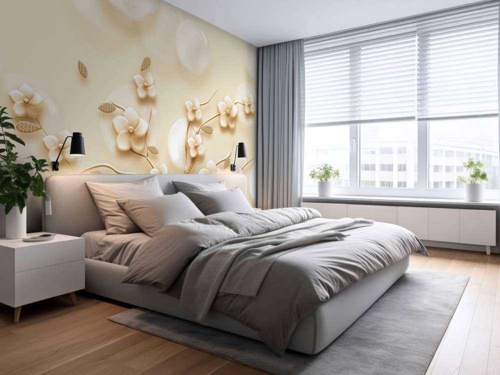 Złota gałązka z kwiatami