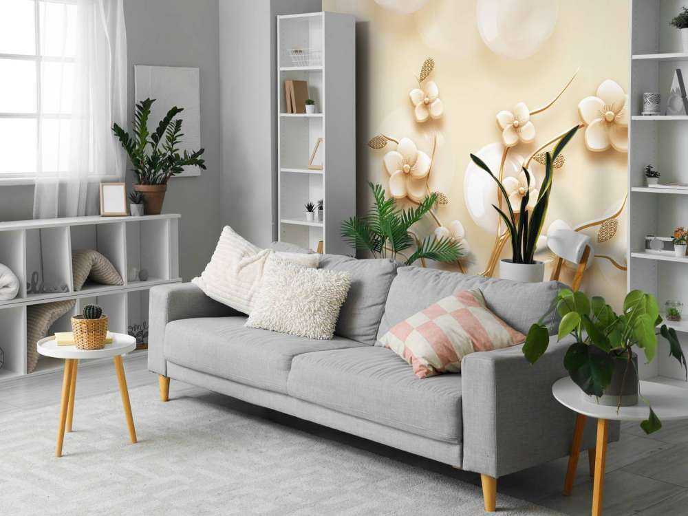 Złota gałązka z kwiatami