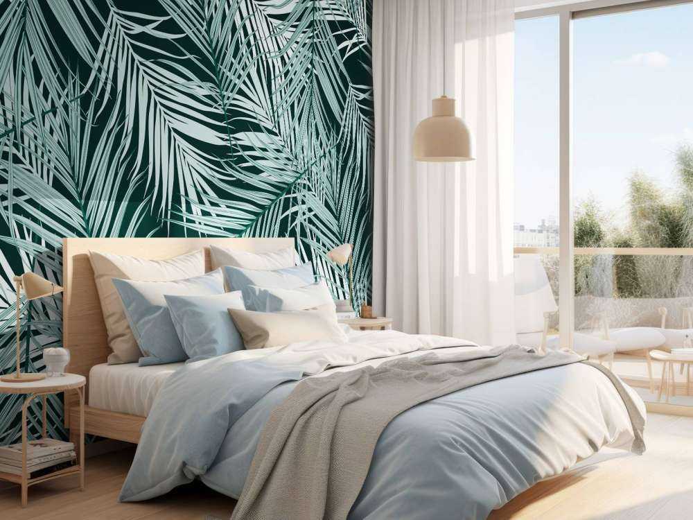 Tropikalne liście na czarnym tle