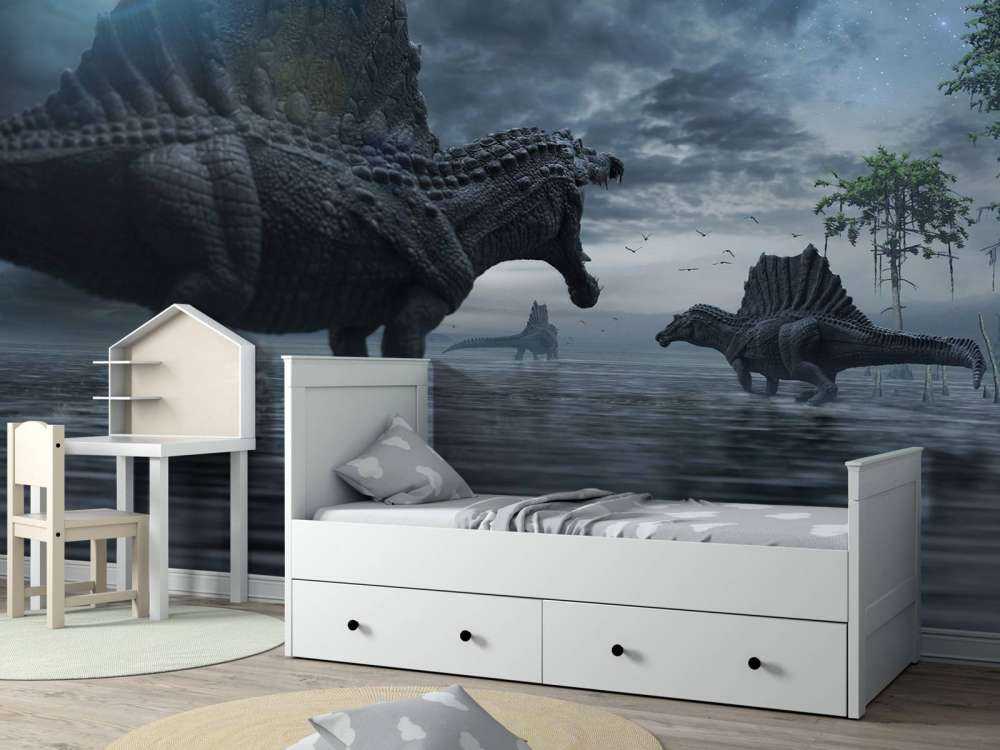 Grupa spinozaurów na terenie łowieckim