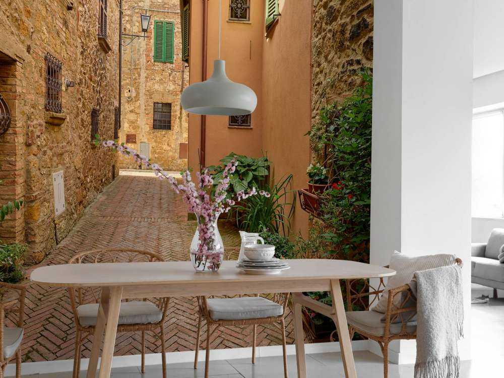 Ulica z roślinami i kwiatami