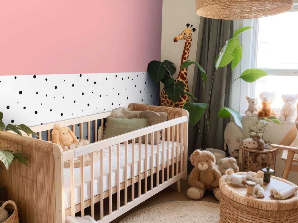 Różowe i białe obszary z czarnymi kropkami