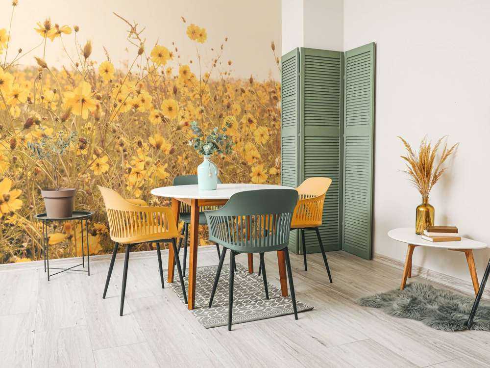 Żółte kwiaty o wyglądzie vintage