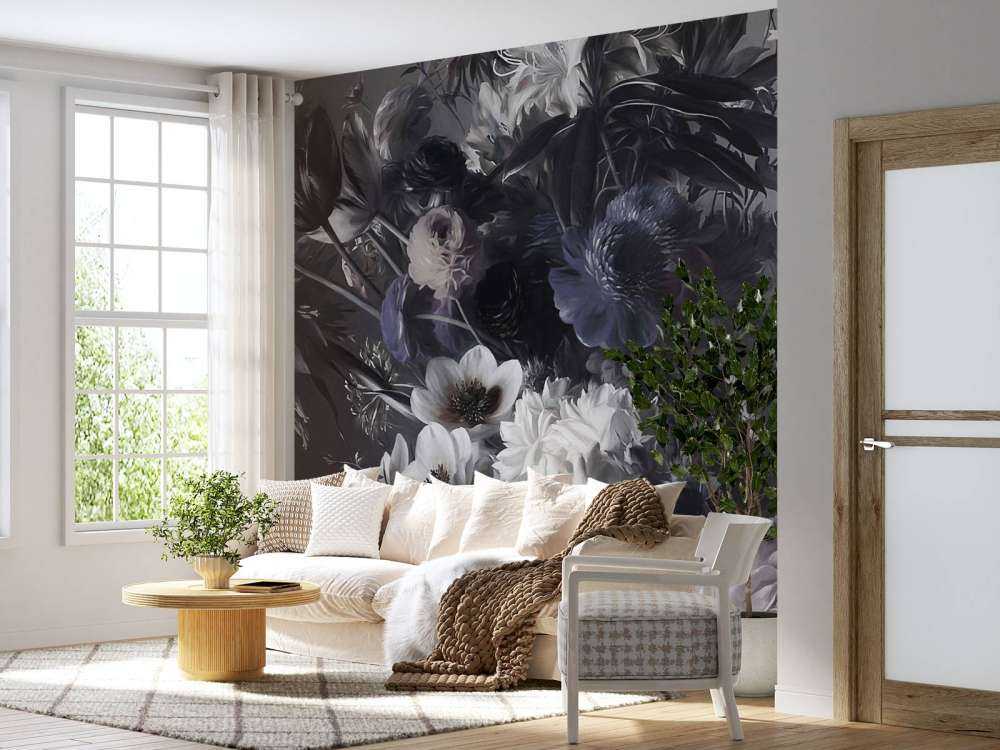 Duży bukiet z anemonami niebieskimi