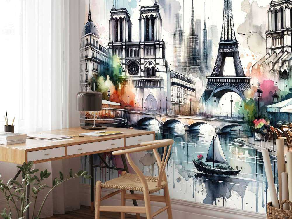 Watercolor Paris Abstract