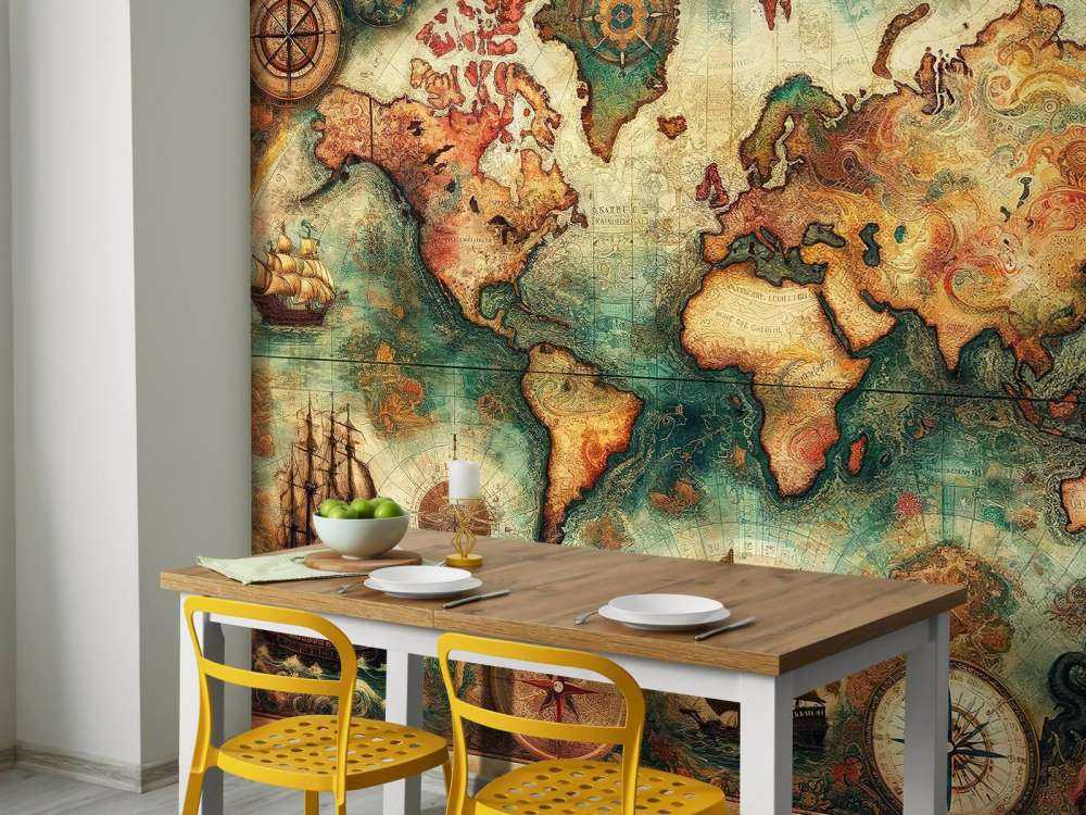 Zabytkowa historyczna mapa świata