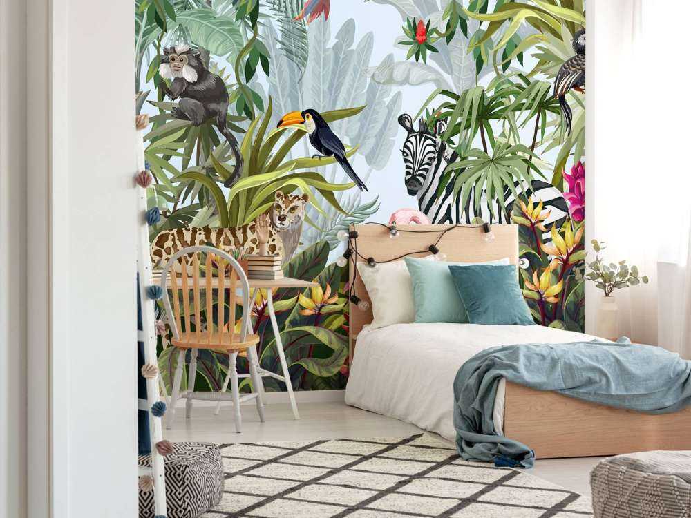 Kolorowa dżungla z zwierzętami