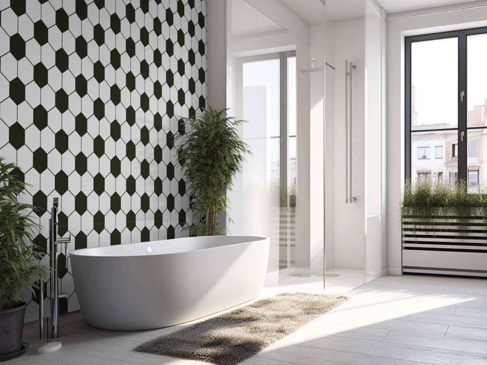 Czarno-białe wielokąty geometryczne w kolorze czarnym i białym