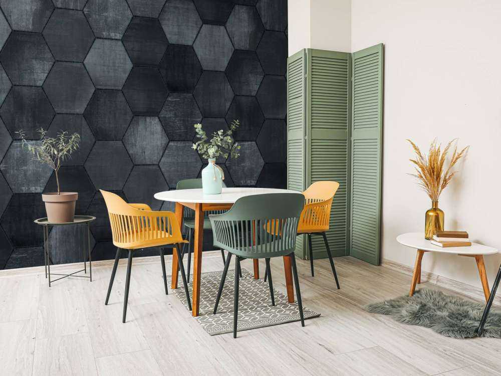 Heksagony z szarego kamienia