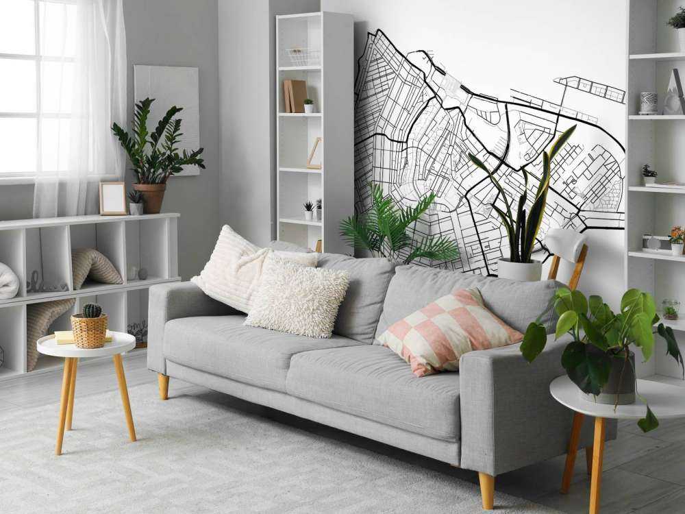 Mapa centrum Amsterdamu, kolor biały