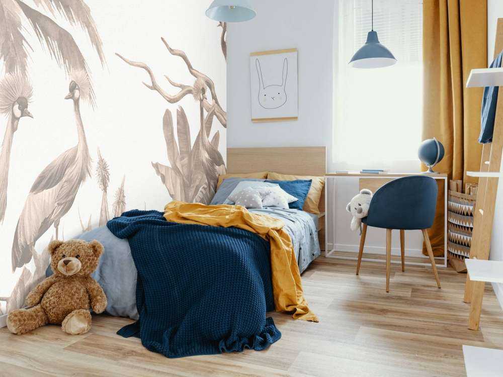 Dżungla z żurawiami w kolorze Taupe