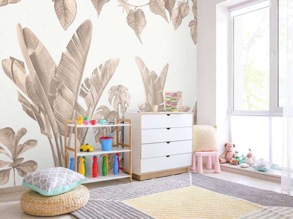 Liście dżungli w kolorze taupe