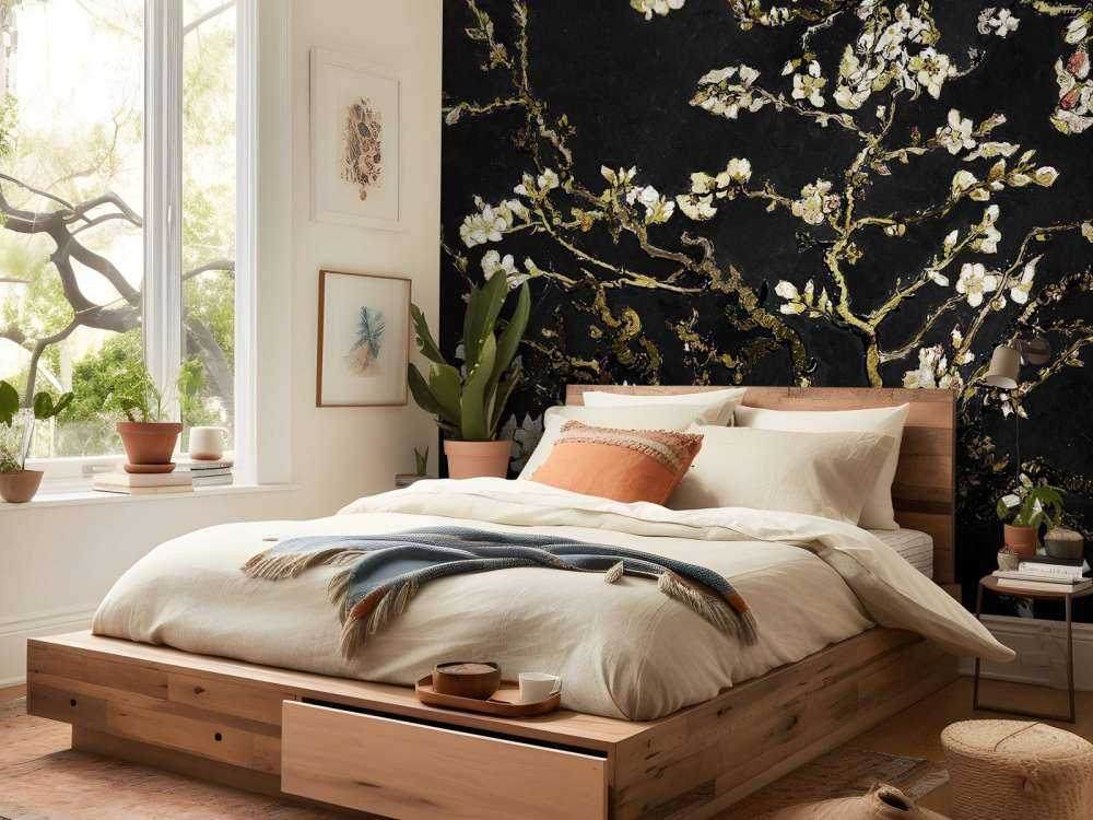 Ciemny kwiat migdałowca