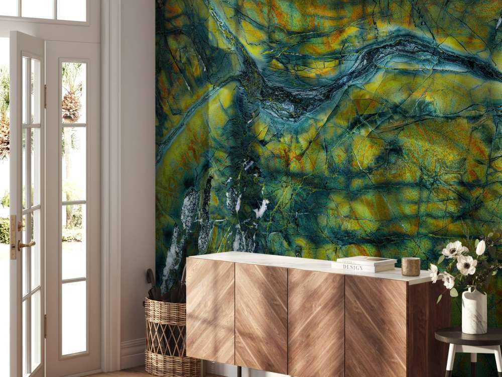 Zielony marmur z pomarańczą