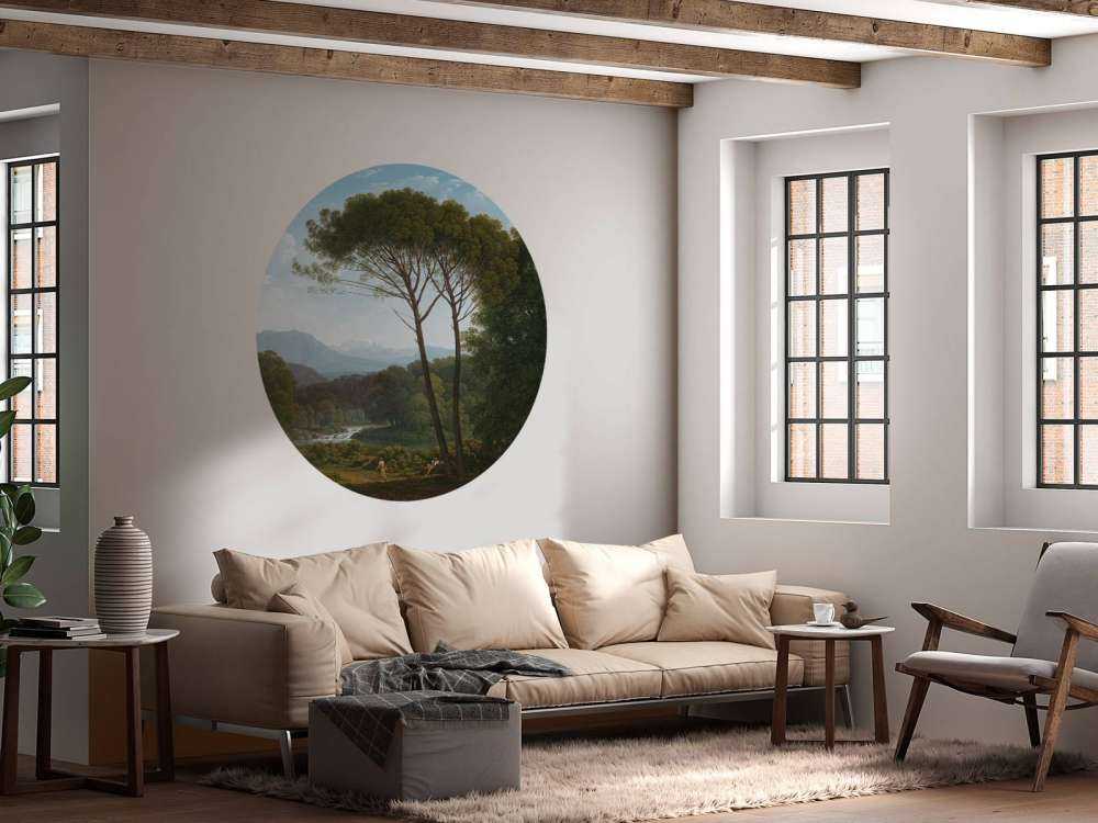 Włoski krajobraz z drzewami sosnowymi