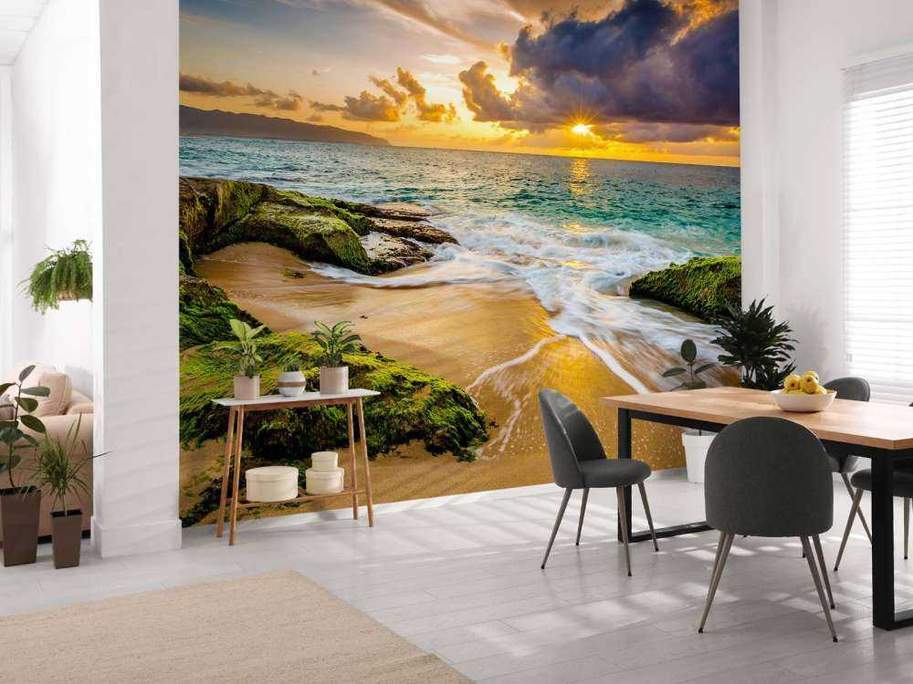 Piękny hawajski zachód słońca