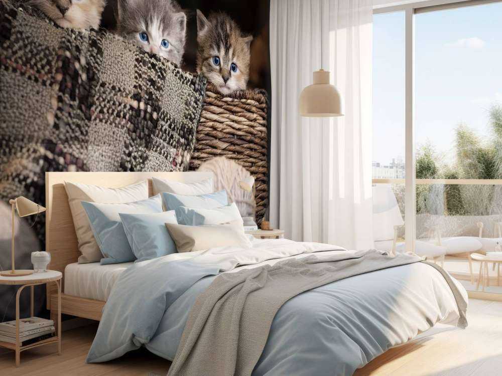 Trzy kocięta w koszyku