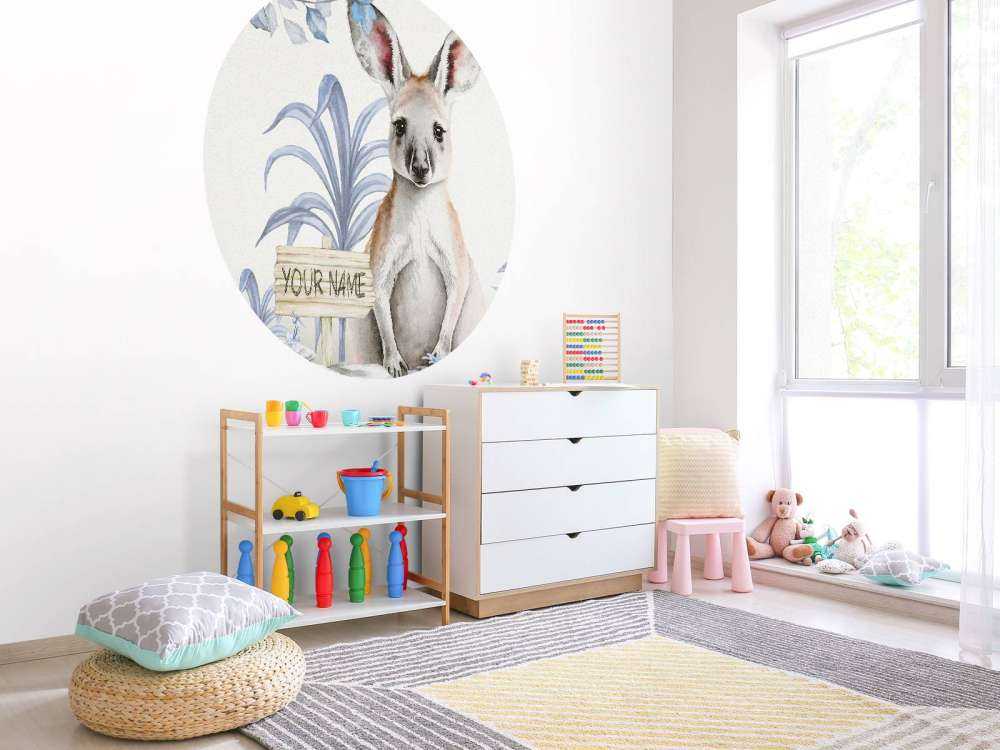 Dziecko kangur w dżungli niebieski