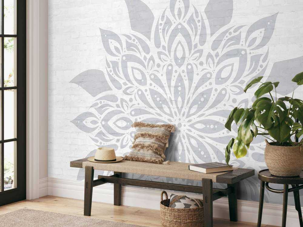 Jasnoszary Mandala On Brick