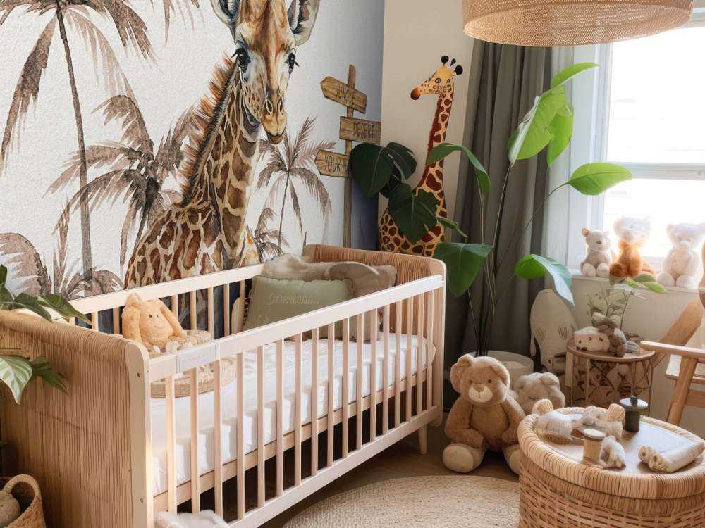 Mała żyrafa w dżungli w kolorze beżowym