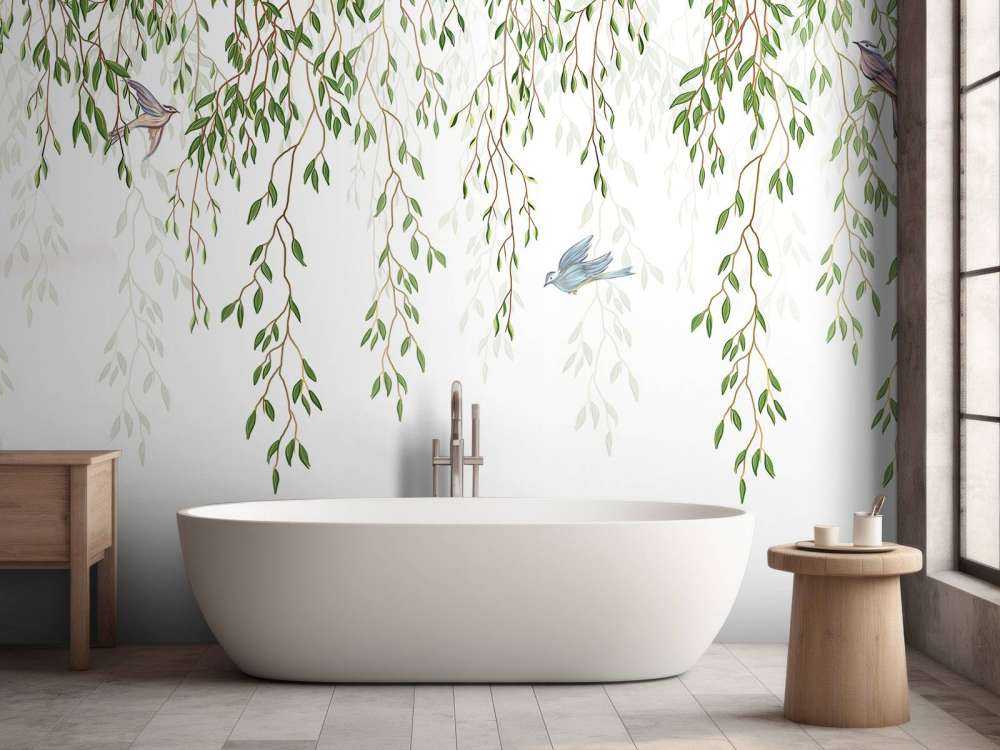 Zwisające gałęzie i ptaki