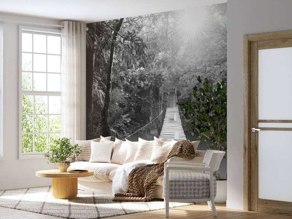 Most wiszący czarny i biały