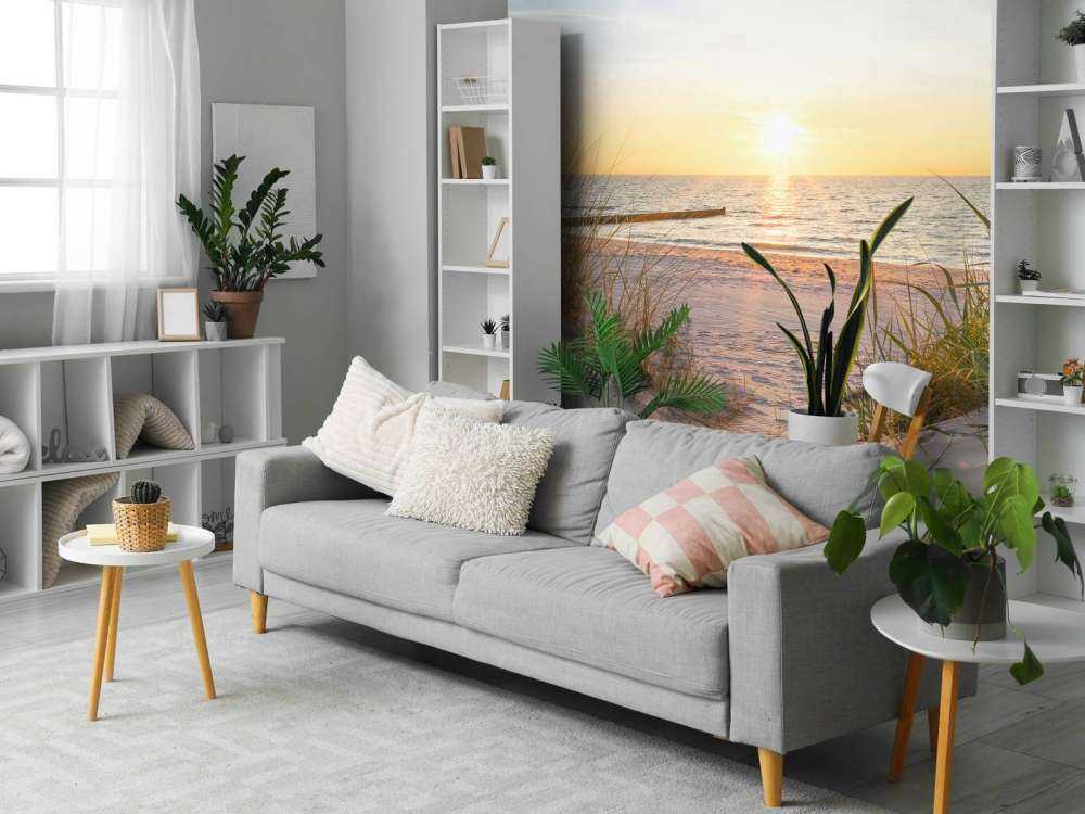 Plaża wydmowa przy zachodzie słońca