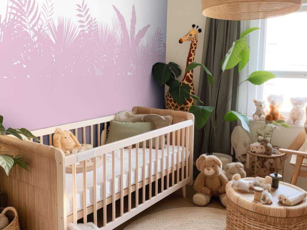 Sylwetki liści palmowych, różowe