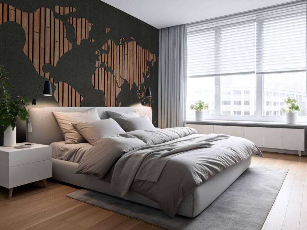 Mapa świata z drewnianymi tablicami