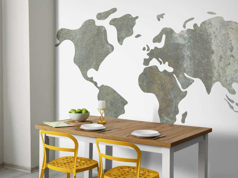 Zielona mapa świata z metalową konstrukcją