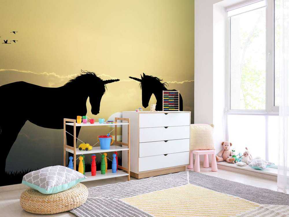 Jednorożce o zachodzie słońca