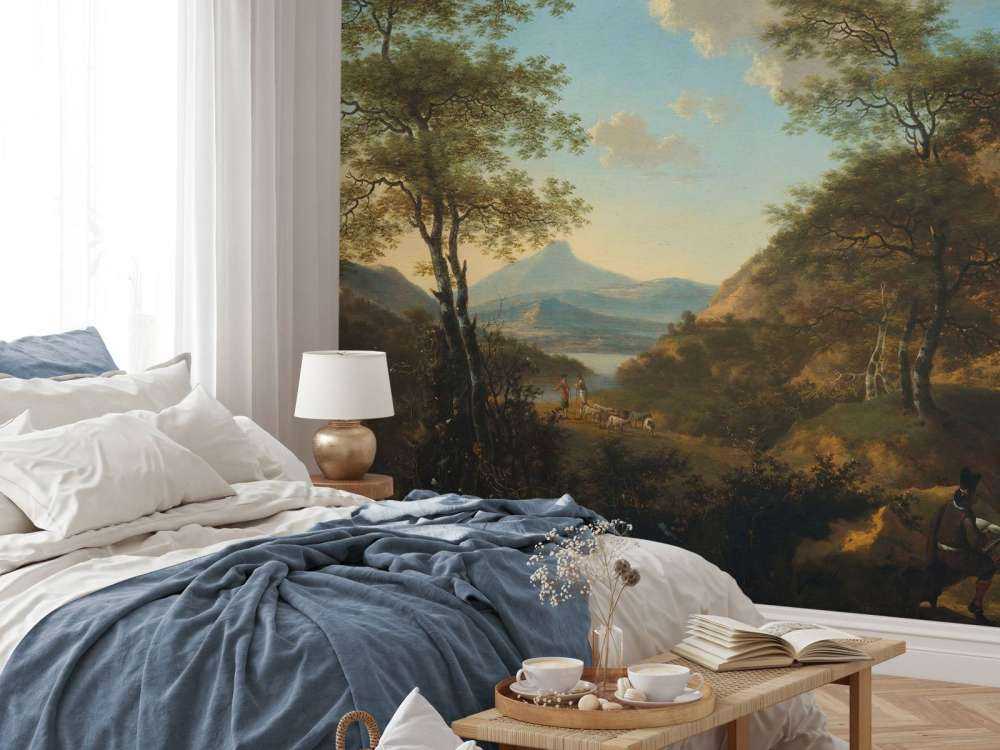 Włoski krajobraz z artystą