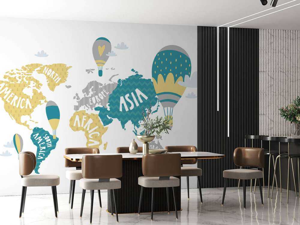 Mapa świata z balonami