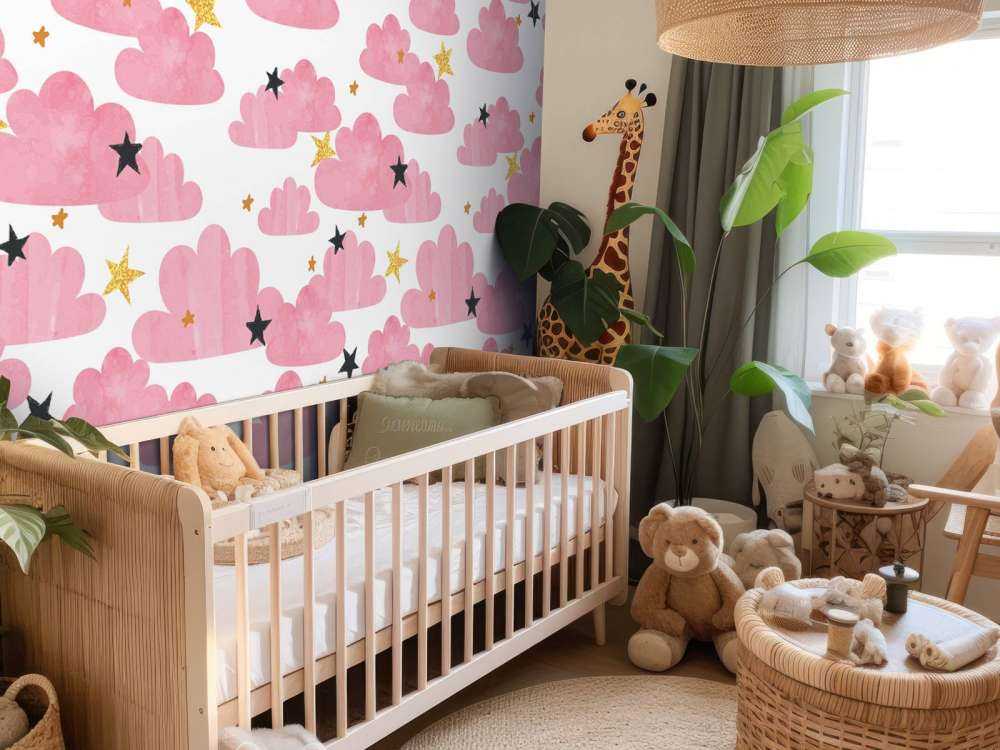 Akwarelowe chmury, różowe