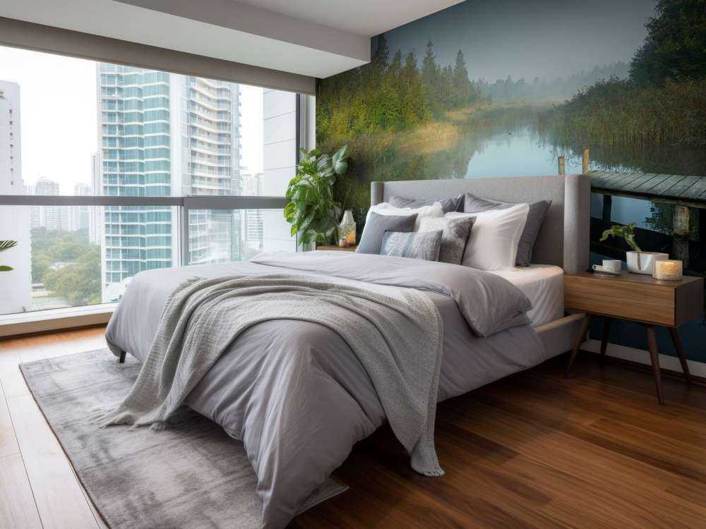 Drewniane rusztowania w lesie