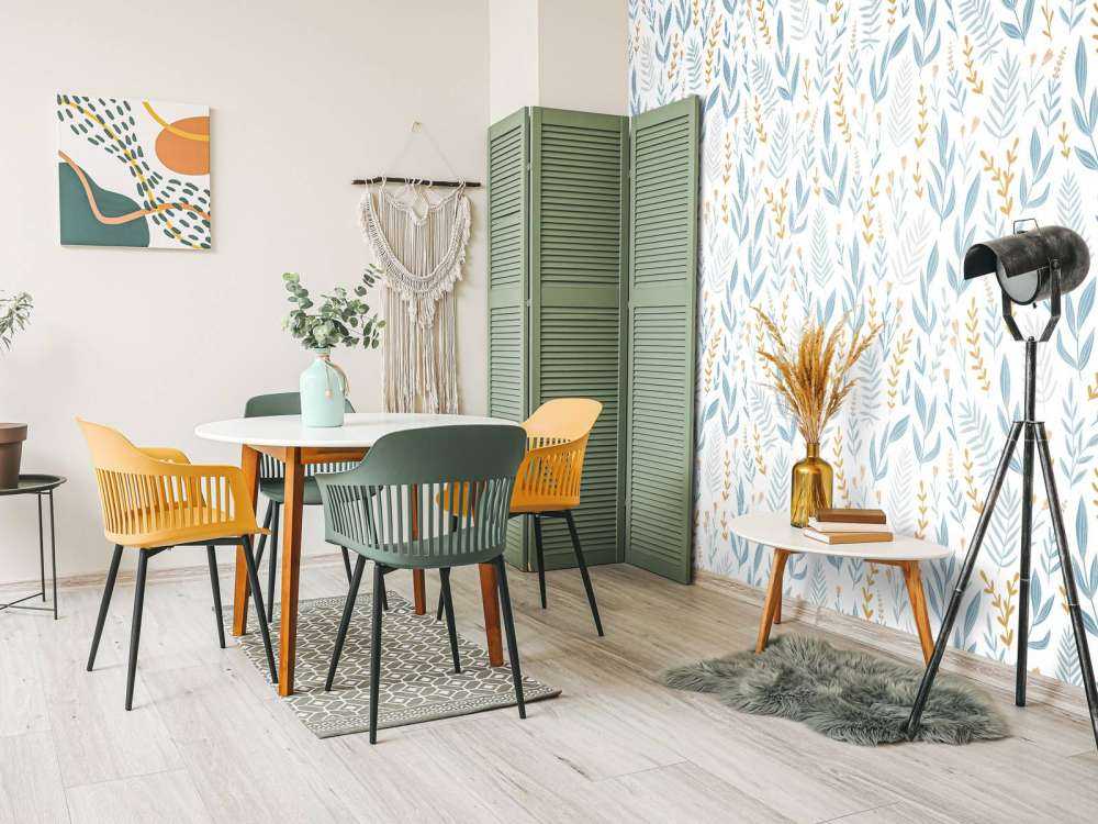 Niebieski wzór liści