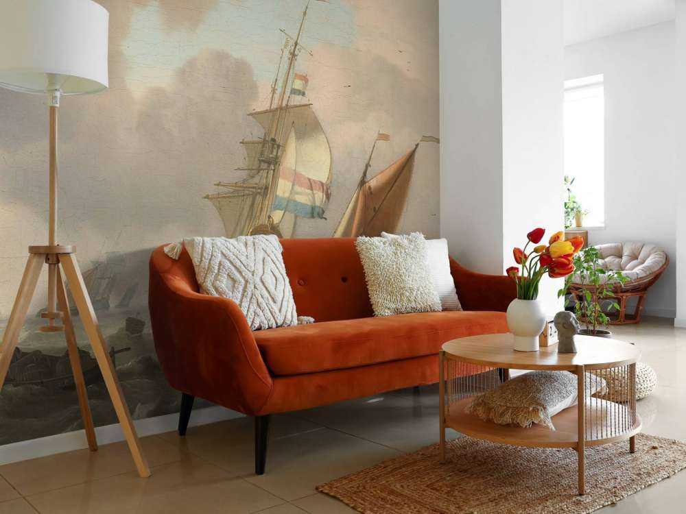 Skaliste morze ze statkami