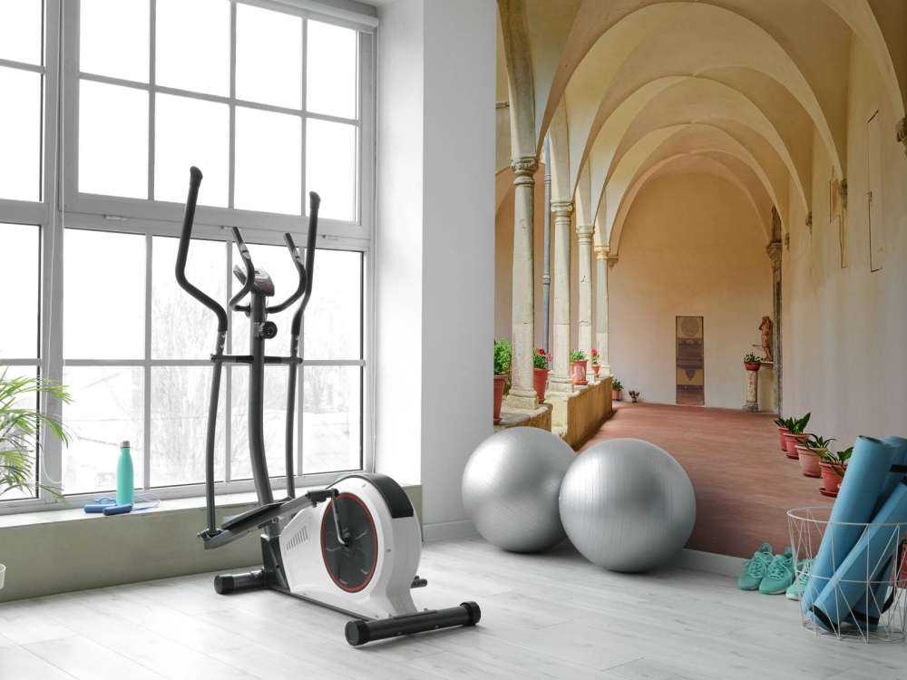 Dziedziniec z łukami i roślinami