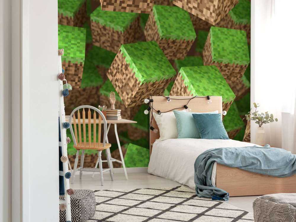 Bloki 3D Minecraft z trawą