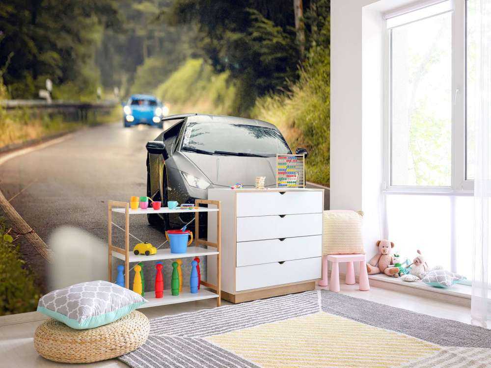 Matowy szary Lamborghini w naturze