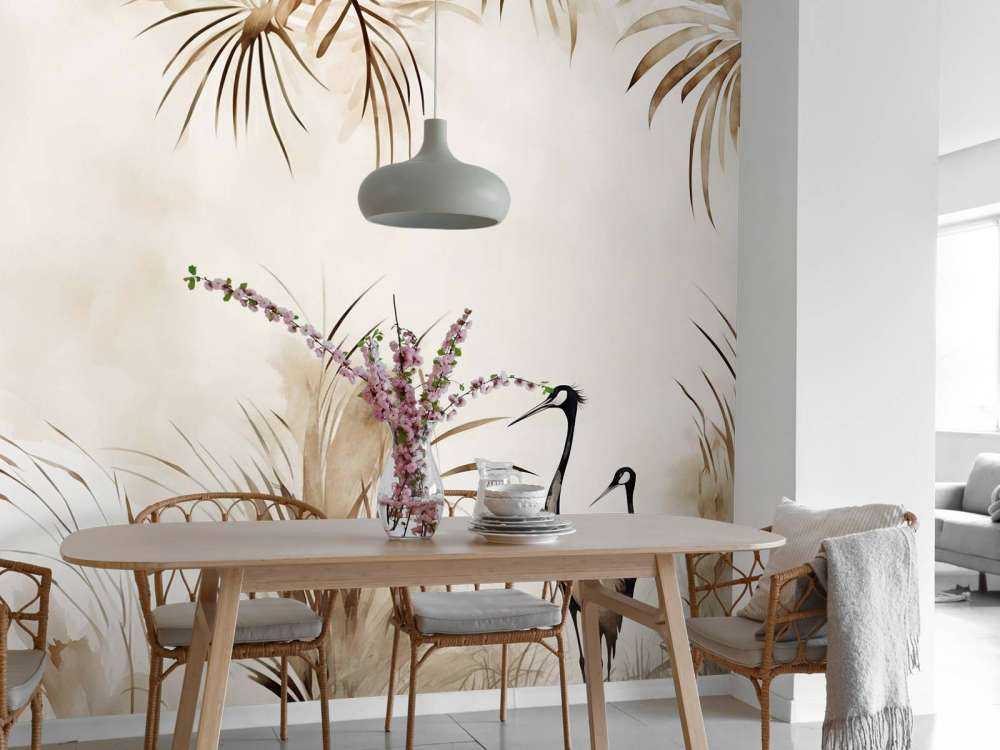 Żurawie w polu taupe