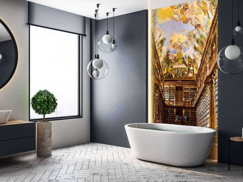 Historyczna biblioteka w ciepłym drewnie