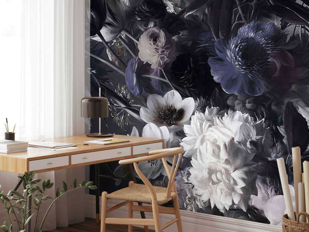 Duży bukiet z anemonami niebieskimi