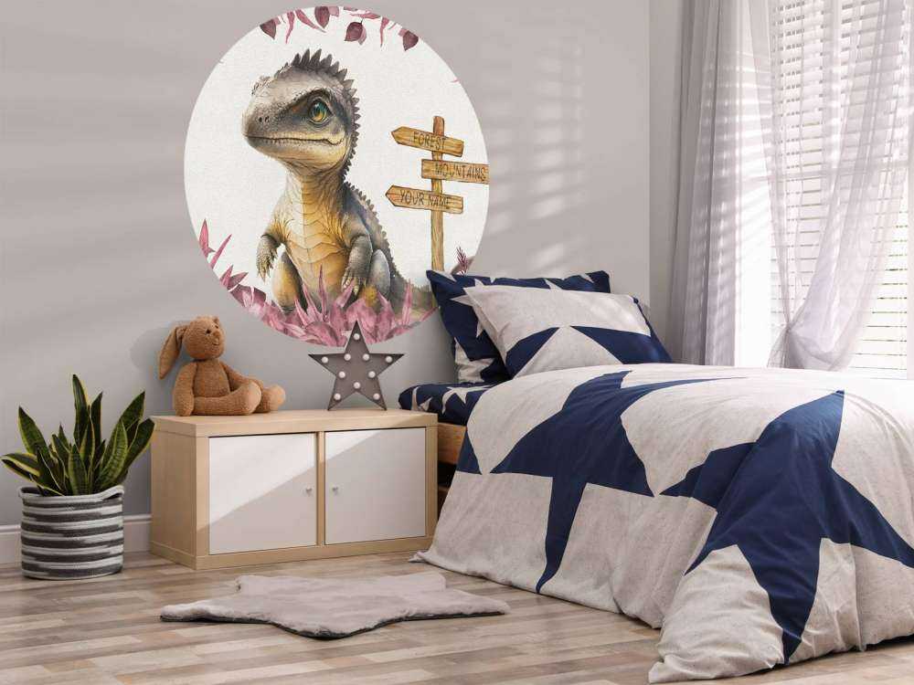 Młody spinozaur w różowej dżungli