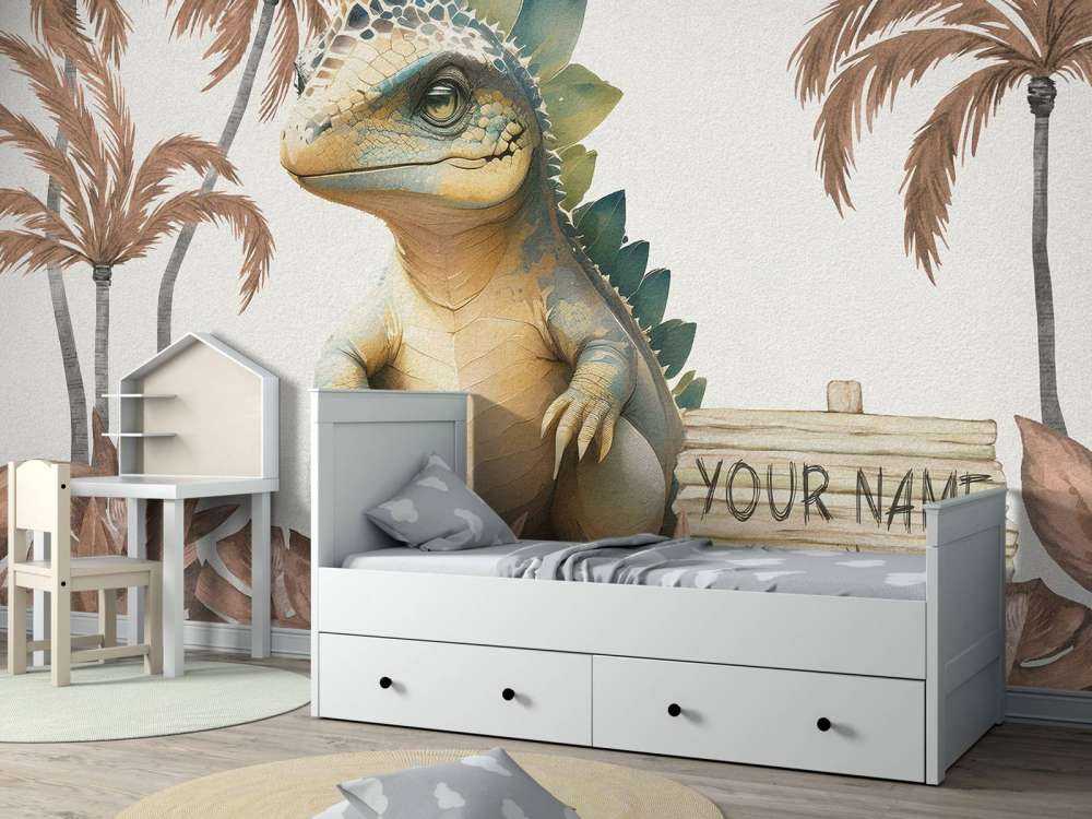 Młody stegozaur w taupe dżungli