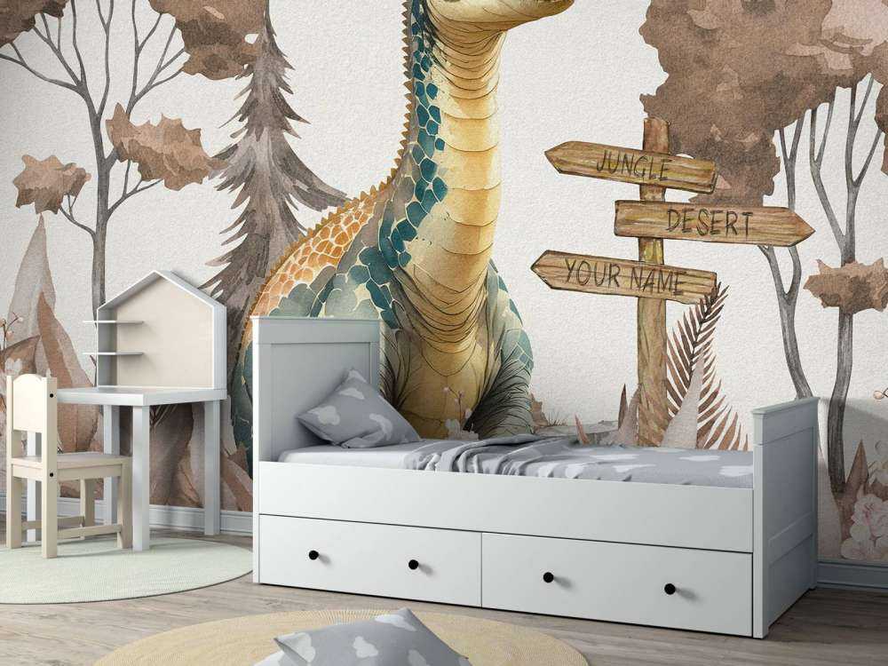 Młody brachiozaur w taupe dżungli