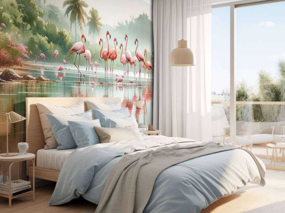 Poranne odbicia flamingów