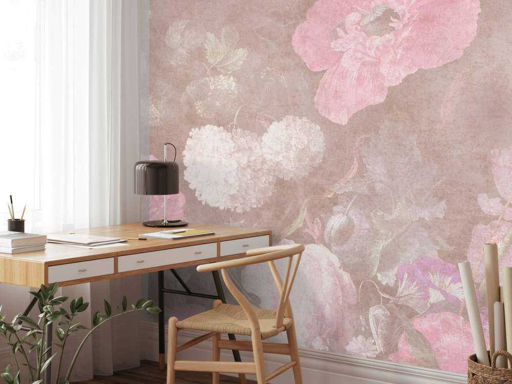 Barokowe kwiaty - martwa natura - pastelowy vintage