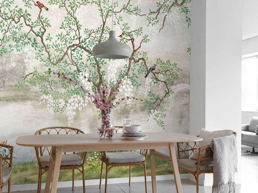 Malowany krajobraz w stylu vintage